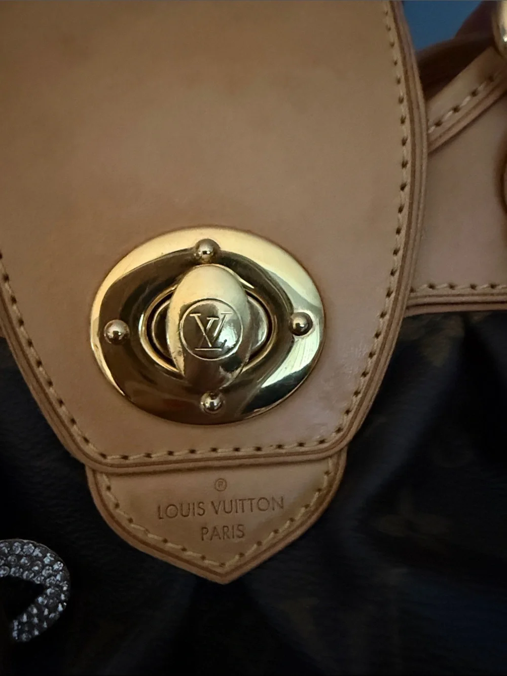 Louis Vuitton Monogram Canvas Brown & Tan Shoulder Satchel comes with COA